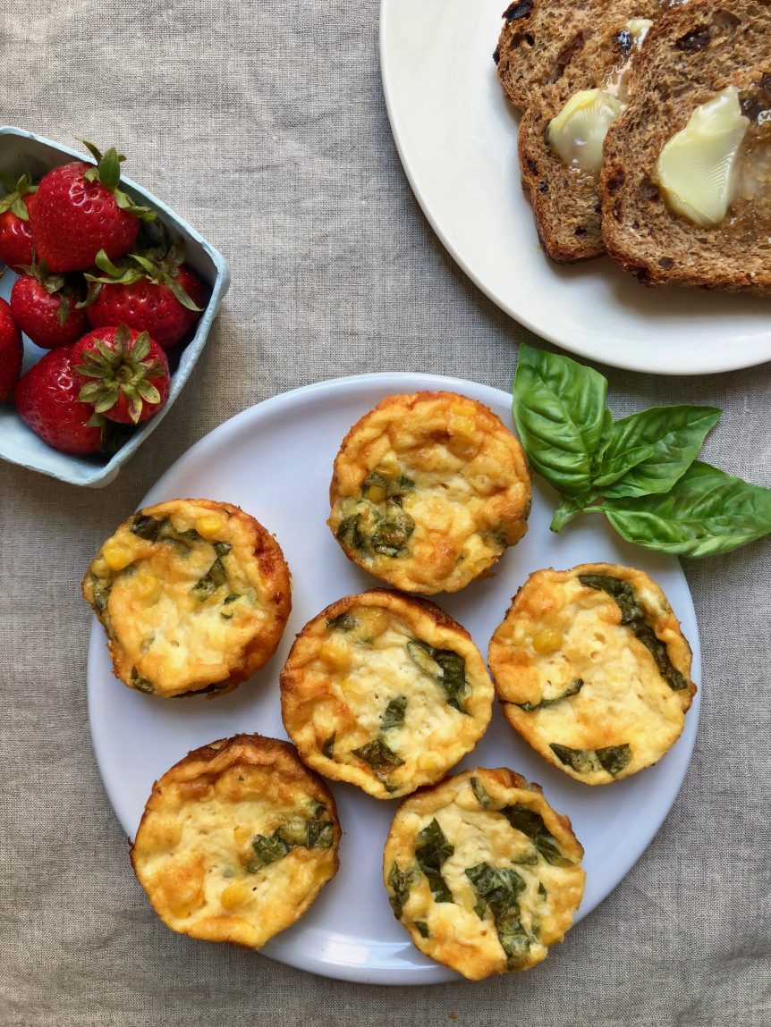 Mini Corn, Cheese and Basil Frittatas | Frances Largeman-Roth