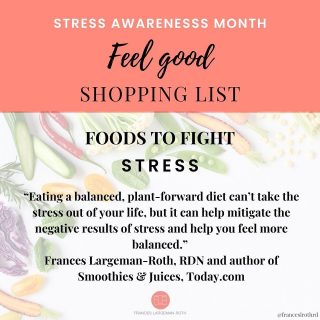 YOUR STRESS LESS 🛒 LIST! 
April is #stressawarenessmonth. I’m guessing that’s because it’s #taxtime, but this year it’s probably also because there are so many dang 🦠 still circulating and economic uncertainty. 
Whatever your sources of stress, please know that there are ways you can take care of yourself with the right foods 🍣 🥣 🍒 🥛 🥝 + and regular exercise 🏃‍♀️ 🚴 🏊🏼‍♂️ They won’t make the stress disappear, but they can help you weather the storm and remain healthy even during stressful times.
I recently spoke to @todayshow todayshow about foods that can help you deal with stress. And my April Feel Good Shopping 🛒 List is dedicated to the same thing.
Grab the link 👆 to download your FREE 😊 copy of the Feel Good List. And the link to the Today.com list is 👇 Here’s to doing what we can to stay well even when life is messy and hard ❤️ 
https://on.today.com/40ekmaS
#foodstofightstress 
#omega3ala 
#healthyfats 
#healthylifestyle 
#serotonin 
#lifestress 
#stressless 
#lessstress 
#cortisol 
#tryptophan 
#complexcarbs 
#fattyfish 
#herbaltea 
#b12 
#nutritionexpert