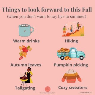 👋 SUMMER, HEY THERE FALL 🍂 
I don’t know about where you are, but here in the NYC area it feels like it’s suddenly fall 🎃 y’all. I find that it can be hard to let go of summer ☀️ activities and the freedom of a less rigid schedule, so I need to remind myself (& my 👧🏼) that fall is pretty darn 😎 too
In case you need that reminder as well, here are 6 things to look forward to in the coming months:
☕️: Hot drinks like PS lattes, cocoa, matcha 🍵 and 🫖 
🥾: Hiking! One of my fave activities because the whole family can do it and it’s a great way to explore the area 🏔 
🍂: Leaf peeping! Always inspiring to catch those gorgeous 🌳 changing from green to red and gold 🍁 
🎃: Probably one of my fave fall activities😁 Nothing better than some gourds to liven up your 🏡 
🏈: Whether you’re in it for the game or the grilling, tailgating is a fun way to spend a Fall day 🍔 
👢: Fall fashion. Boots and cozy 🧶 sweaters—need I say more? 
Now tell me 👇 what you’re looking forward to this fall! 
#fallfeels 
#fallactivities 
#fallactivitiesforkids 
#warmdrinks 
#pumpkinspice 
#pumpkinpicking 
#leafpeeping 
#fallfoliage 
#fallfashion 
#seasonalaffectivedisorder 
#getoutsideandhike 
#activefamily 
#tailgatingfun 
#matchalatte 
#hottea