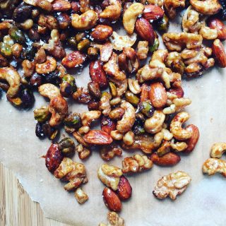 TOTALLY EASY SPICED NUTS 🤎
Anyone else feeling lazy about Thanksgiving prep this year? Give me a shout below if you just don’t feel like making ALL the things right now. We’ve already decided that we’re making 🍣 instead of 🦃 this year.
If you want to make something very low lift that still feels like you’ve made an effort, check out my recipe for Maple-Spice Nuts. They go really well with mulled cider, 🍷 or 🍹 I like to use an assortment, but you can use 2 cups of any nuts 🥜 you have on hand. 
Ingredients:
2 cups nuts, preferably unsalted
3/4 cup 🍁 syrup 
1 T 🥥 oil 
1 tsp 🍊zest
1 tsp cinnamon
1 tsp smoked paprika
1/4 tsp flakey 🧂 like @maldonsalt 
Grab the recipe 👆 and let yourself be lazy this Thanksgiving—I promise, the 🌎 will still keep spinning even if you don’t make everything from scratch 😉
#holidayrush 
#feelinglazy 
#lazyholidays 
#spicednuts 
#goeswithwine 
#makeiteasy 
#easyappetizers 
#nutmix 
#quickandhealthy 
#maplerecipes
#nutrecipes 
#walnutrecipes